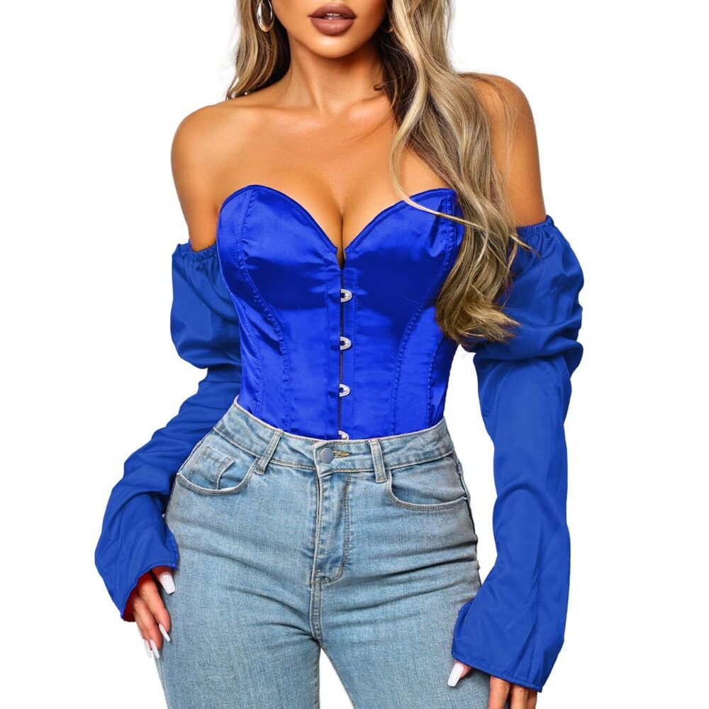 7125 Long Sleeve Corset TopsOff The Shoulder Overbust Corsets Top